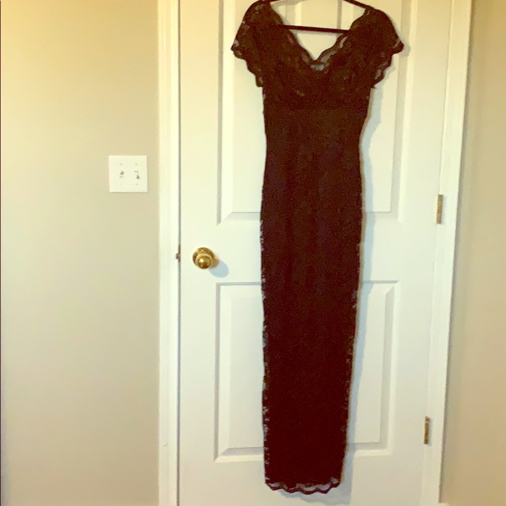 Ladies Full length black lace dress